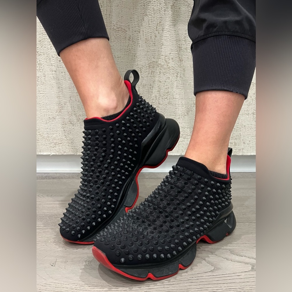 Christian Louboutin Spike Sock slip on sneakers. Black. Men size 39 1/2. Unisex